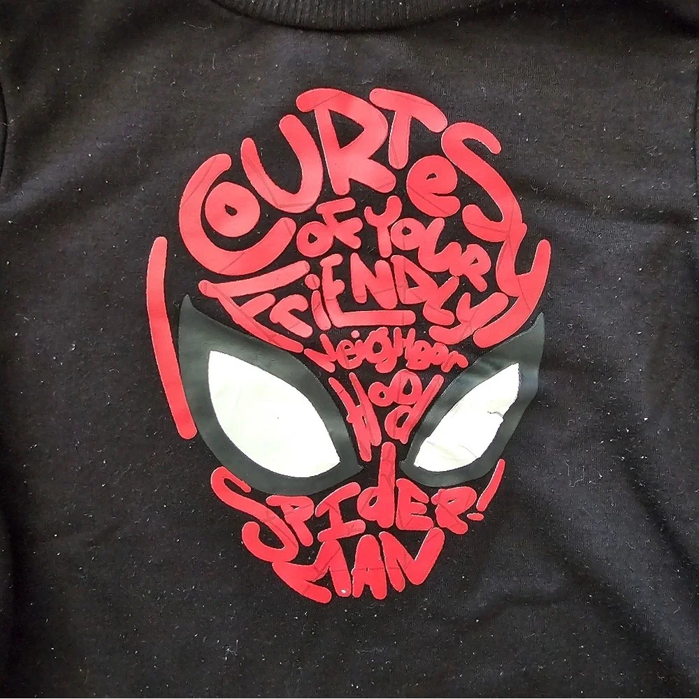 2T Black sweatsuit‎ featuring a red Spider-Man graphic Web Retro Avenger Heros